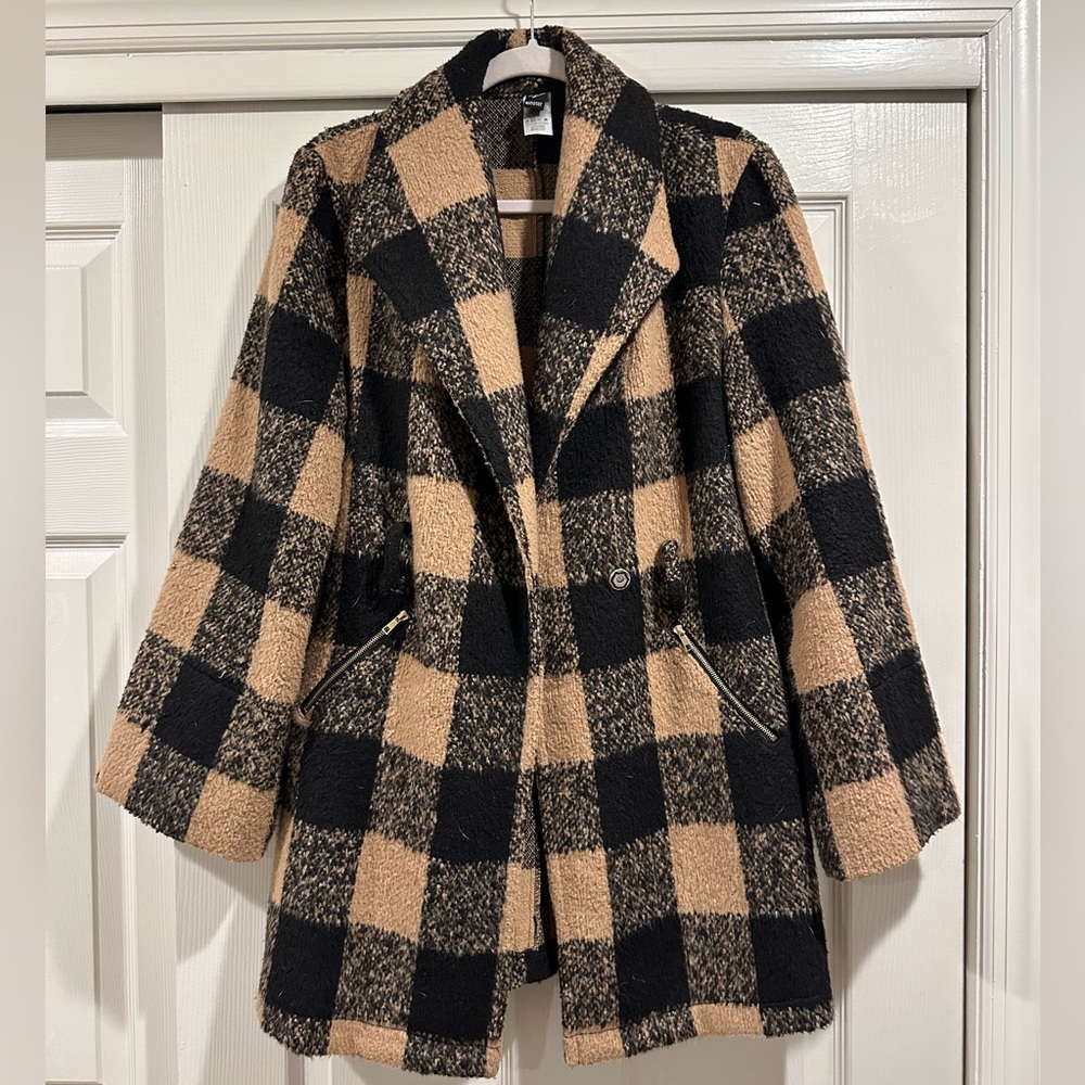Plaid Black and Tan Women's Coat